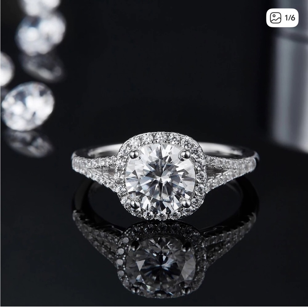2022 Moissanite High Quality Sterling Silver Engagement Wedding Ring Sz 8
